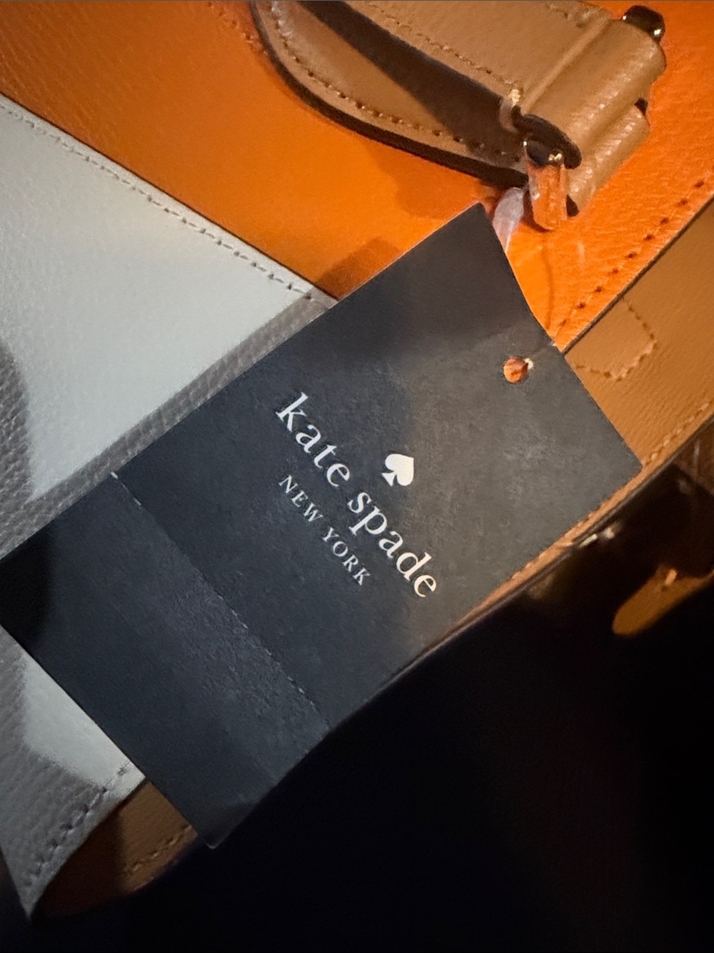 Kate Spade Orange, White & Tan Leather Colorblock Tote NWT - Picture 3 of 4